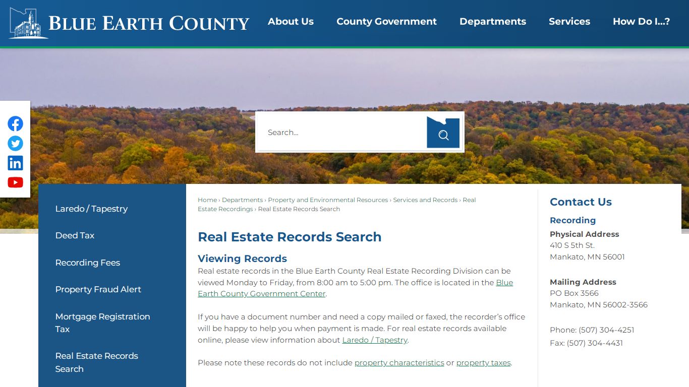 Real Estate Records Search - Blue Earth County, MN