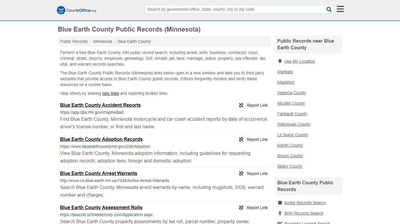 Public Records - Blue Earth County, MN (Business, Criminal, GIS ...