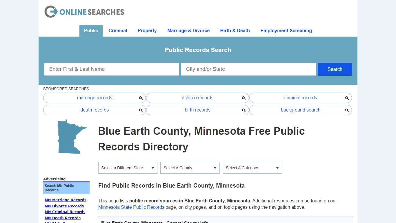 Blue Earth County, Minnesota Public Records Directory