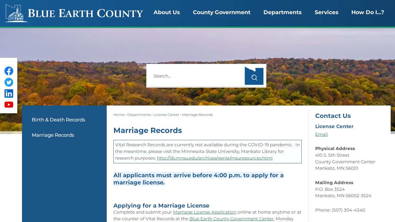 Marriage Records | Blue Earth County, MN - Official Website